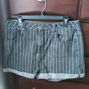 Striped Black and White Women's Shorts